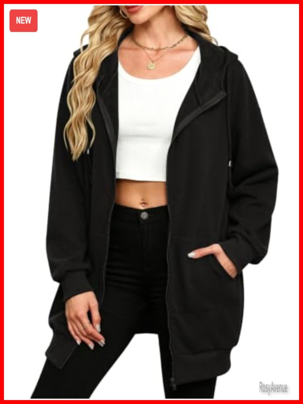 Zip Up Fleece Hoodie Tunic Long Oversized Sweatshirt Jacket